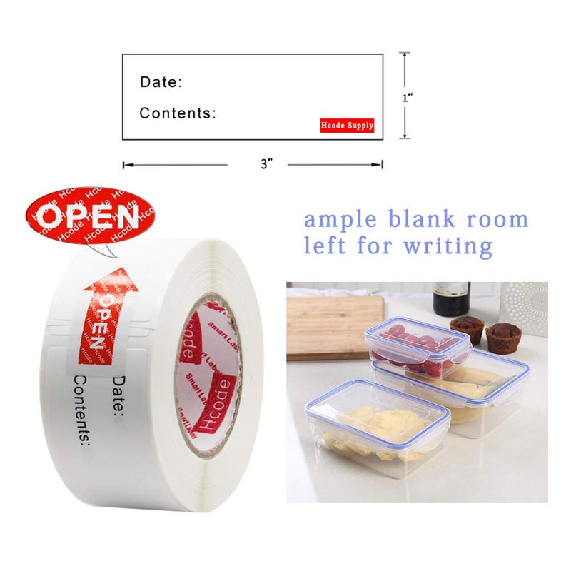 Hcode 1 x 3'' Self-Adhesive Removable Freezer Food Storage Labels - Easy Clean Leaves No Residue - Meal Prep Labels Plastic Paper Sticker Perfect for Reusable Containers 300 Stickers(1x3 Fill in) - Image 2
